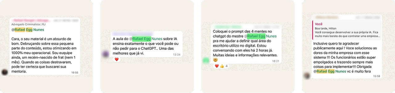 Depoimentos de alunos